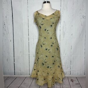 Sans Souci Olive Floral Midi Dress